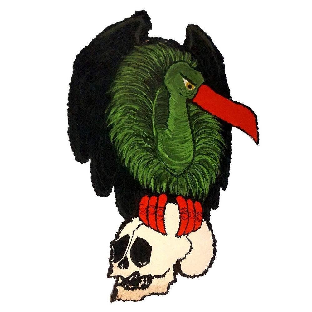 Vintage Halloween Die Cut Vulture on Skull Cardboard Wall Decoration
